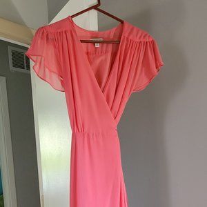 Salmon wrap around dress